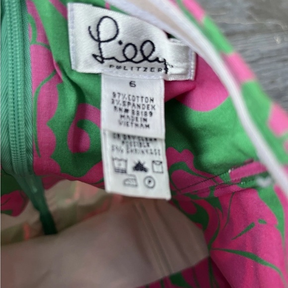 Lilly Pulitzer Vintage Sienna Dress Green And Purple Strapless Size 6 - Picture 4 of 7